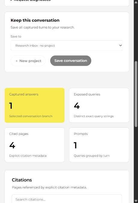 Save to selector, New project button and Save conversation button.